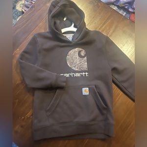 Carhartt Boys Brown Real Tree Logo Hooded Sweatshirt, EUC, Size 10-12